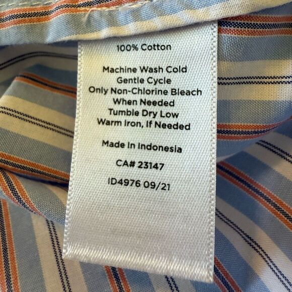 Talbots Blue, Red & White Striped Button Up Blouse Sz XL Preppy, Heritage - Picture 10 of 11